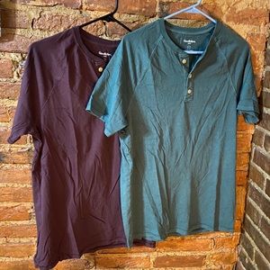 Washed Green & Maroon Goodfellow Henley Shirts